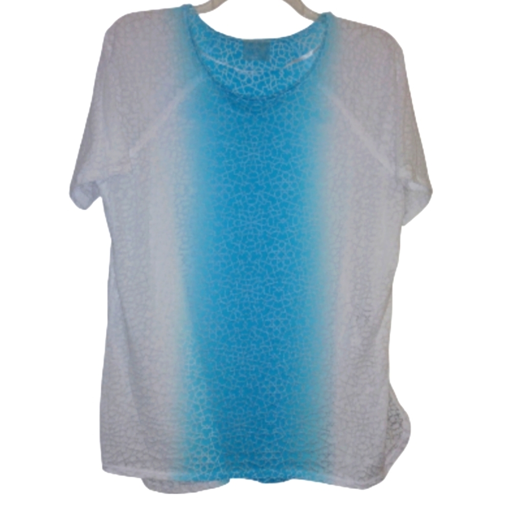 Calvin Klein Y2K Performance Aqua Blue White Beach Gradient Semi Sheer Top 0X